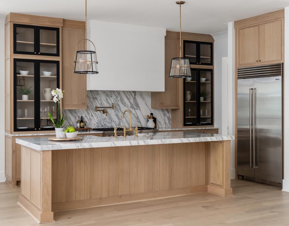 White Rift Oak Cabinets in Straw Finish Shiloh Cabinetry Design by Hammond Kitchens and Bath Melbourne Tampa